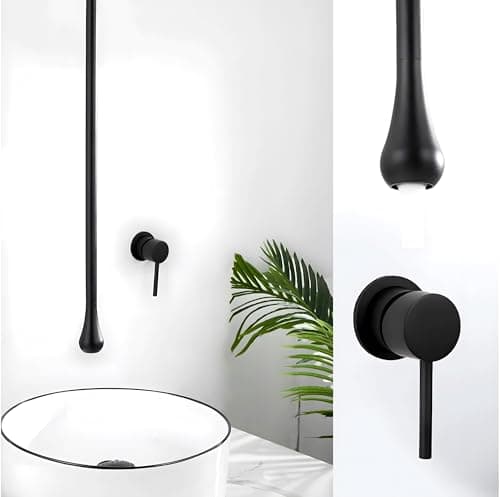 24x7 eMall Ceiling Faucet Single Lever Basin Tap Mixer Soft Aerated Water Spout with Ceramic Cartridge Hot and Cold Water, Bathtub False Ceiling Tap, Matt Black 160 Cm Length Drop Down 5