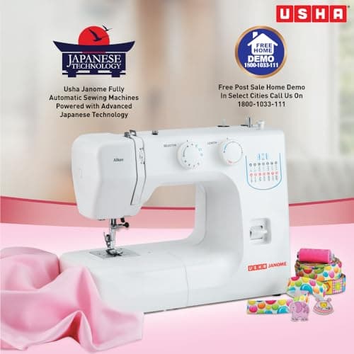 Usha Janome Allure Automatic Zig-Zag Electric Sewing Machine || 13 Built-In-Stitches || 21 Stitch Function (White) with complementary Sewing Lessons in Nine languages 5