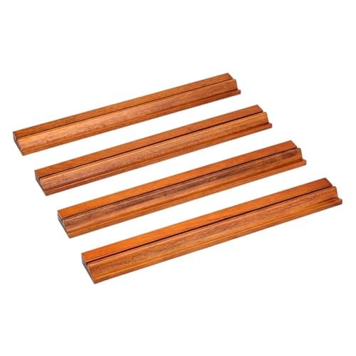 UJEAVETTE 4X Wooden Mahjong Rack Sturdy Mahjong Holder for Holiday Holiday Game Nights Dark Brown