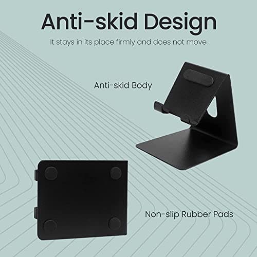 EN LIGNE Mobile Holding Stand, 180 Degree View, Premium Metal Body, Wide Compatibility, Multipurpose, Anti-Skid Design 3