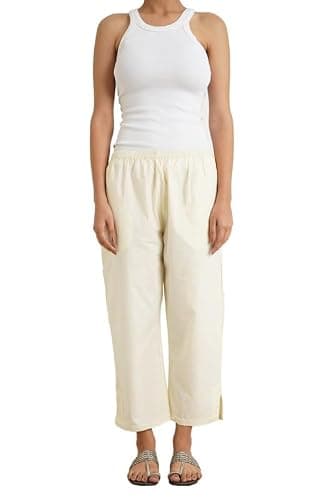 Cotton Solid Ankle Length Pant for Women – Crafted for All-Day Comfort and Effortless Style, These Versatile Bottoms Pair Perfectly with Kurtis, Tops, or Tunics. Off White