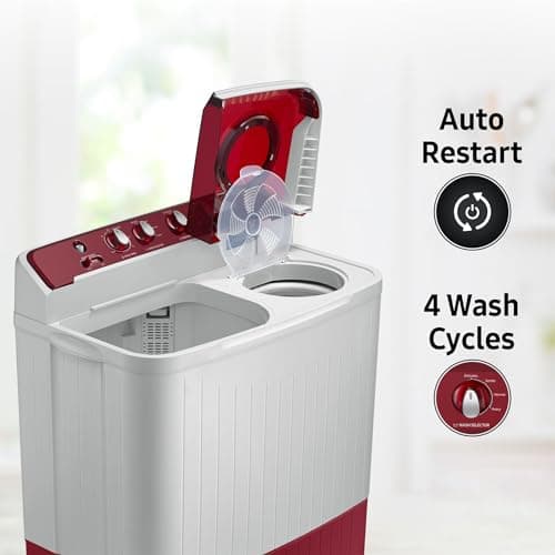 Samsung 7.5 Kg Inverter 5 Star Semi Automatic Top Load Washing Machine (WT75B3200RR/TL, Light Grey & Red Base, Air turbo drying, 5 Year Warranty on Wash Motor) 3