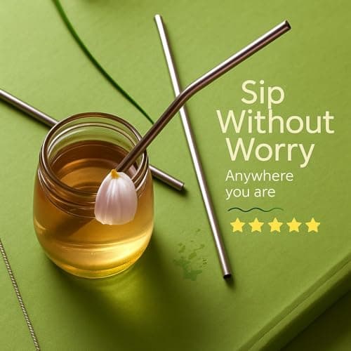 Slymet - Stainless Steel Reusable Straw Set | 2 Straight & 2 Bent Straws with Cleaning Brush & Storage Pouch | BPA-Free, Rust-Resistant, Eco-Friendly Metal Straws for Juice, Smoothies, Coffee. 3