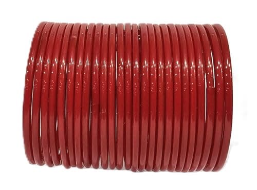 Tanush Women’s Plain Glass Bangle Set Traditional Bangles Chudi Set For Daily Wear Party And Festive Use (Pack Of 24) (Opic_Red, 2.2)