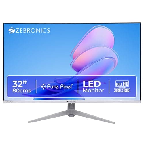 Zebronics 32Inch FHD Curved Gaming Monitor, 250 nits, 100Hz, 1080p, 16.7M Colors, USB, HDMI/VGA Dual Input, Built-in Speakers, Ultra-Slim Bezel, Metal Stand, Wall Mountable (EA320)