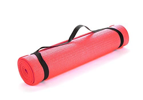 Mind Reader YOGAPVC-RED All Purpose Extra Thick Yoga Fitness & Exercise Mats with Carrying Strap, High Density Anti-Tear