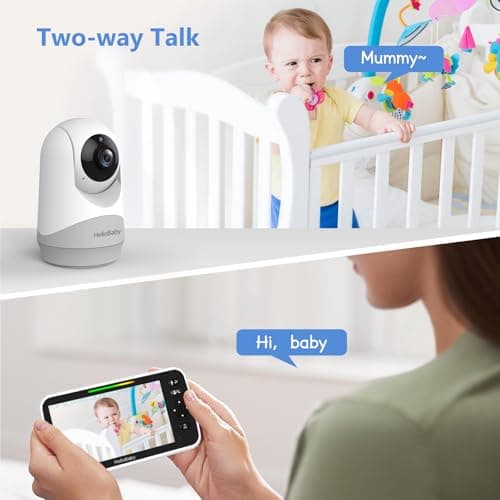 HelloBaby 6”IPS Large Screen, Video Baby Monitor with Upgraded 4000mAh Battery, 2-Way Talk, Night Vision, Pan-Tilt-Zoom, No WiFi, ECO Mode 4