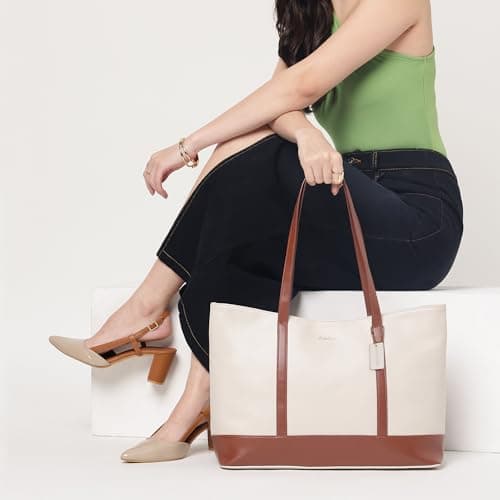 Fastrack Hustle Laptop Bag (tan)| Faux-Leather Laptop Bag for Men & Women | 15-Inch Laptop Compatible | Black Bag with Gold Hardware & Double Handle | Zipper Closure & Multiple Pockets for Organized S 3