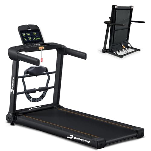 Durafit91™ Racer Multifunction 5 HP Peak BLDC Motorized Treadmill| 120 Kg User Weight| 16 Km/Hr Max Speed | Hydraulic Foldable| Bluetooth Speaker | Wynd app | Home use