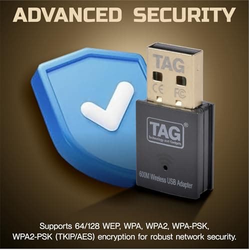 TAG Dualfi 600Mbps Dual Band WiFi USB Adapter for PC/Laptop/Desktop | 2.4GHz + 5GHz Wireless Dongle | USB 2.0 | Plug & Play | Soft AP Mode | WPA/WPA2 Secure | 433Mbps + 150Mbps Speed | Black 4
