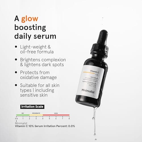 Minimalist 10% Advanced Vitamin C Serum for Glowing Skin | Brightening & Dark Spot Treatment | Treats Uneven Skin Tone, Dullness & UV Damage | Daily Face Serum (Stable Vitamin C) | 30ml 3