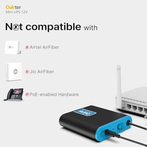 Oakter Mini UPS for 12V WiFi Router Broadband Modem | Backup Upto 4 Hours | WiFi UPS Power Backup During Power Cuts | UPS Broadband Modem | Current Surge & Deep Discharge Protection 6