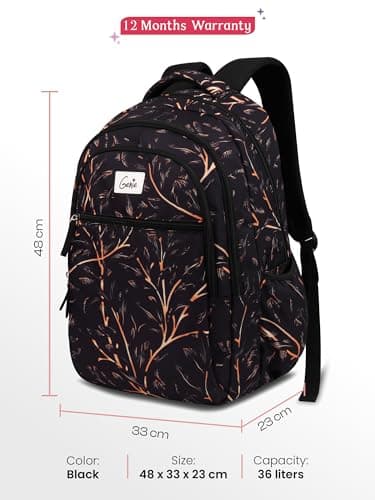 Genie Glitter Laptop Backpack for 17.3 Inch Laptop, Black | Spacious College & Office Backpack for Women & Girls 3