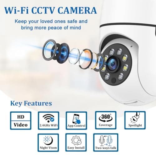 IFITech FTY HD Smart Wi-Fi CCTV Home Security Camera | Indoor 360° Smart CCTV Camera | Bulb Camera | 256GB SD Card Support (Not Included) | Perfect for Home, Office Monitoring 2