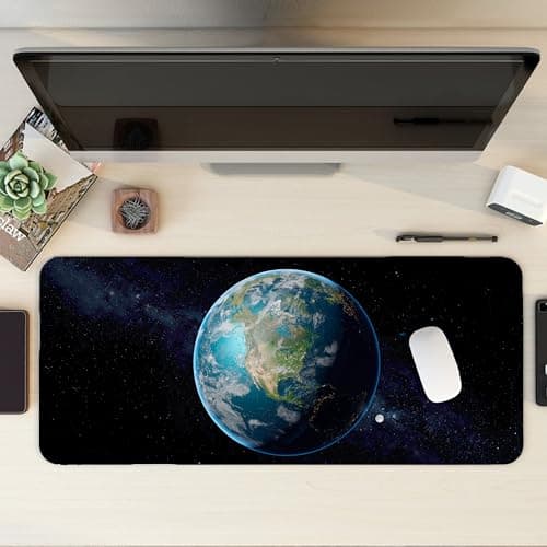 Earth XL Extended Gaming Mouse Pad | XXL Large Desk Mat 60x30cm for Laptop & PC | Non-Slip Rubber Base, Waterproof, Durable & Smooth Surface | Office, Gaming & Study