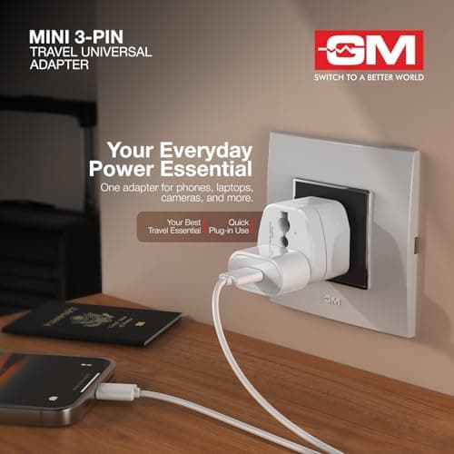 GM Modular 3005 Travel Adapter with Universal Multi-Pin Socket, 6A Adapter for Home Office and Travel Use, Shockproof Polycarbonate Body 2
