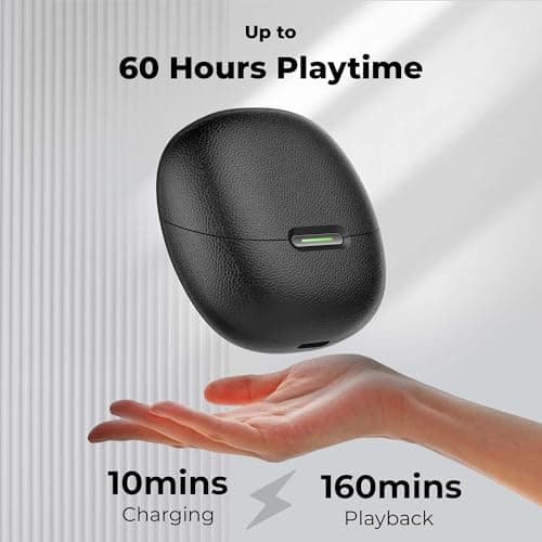truke New Launch Mega 7 True Wireless in-Ear Earbuds w/ 24-Bit 360 Spatial Audio, 60H Playtime & Fast Charging Buds, Dual Pairing, 40ms Low Latency TWS, 4-Mic ENC, Made in India-(Coal Black) 4