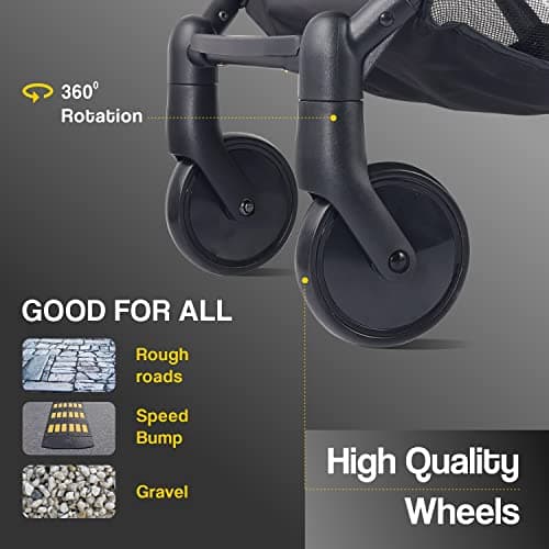 R for Rabbit Pocket Stroller Lite Baby Stroller, Portable Travel Friendly Pre Installed Baby Trolley Stroller & Pram for Newborn Babies of Age 0 to 3 Years | (Black Multi) 5