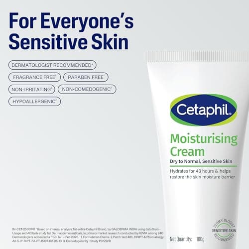Cetaphil Moisturising Cream 100 g for Dry & Sensitive Skin | 48H Hydration with Almond Oil, Niacinamide & Panthenol | Rich Fragrance and Paraben Free Moisturiser, Prevents Moisture Loss & Repairs Skin 4