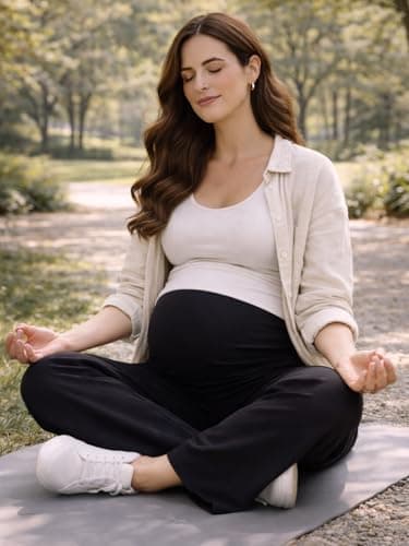 MomToBe Cotton Maternity Palazzo for Women | Over Bump Support |Pregnancy Palazzo Pants with Pockets | Soft Breathable Fabric | Relaxed Fit (Ink Black : Medium) 4