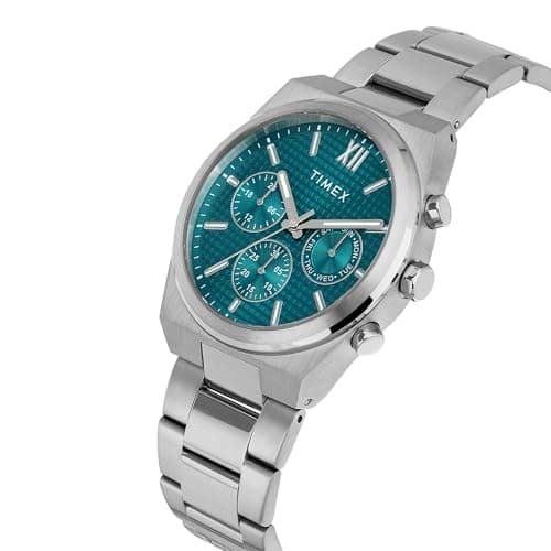 TIMEX Analog Watch for Men with Teal Dial & Silver Stainless Steel Bracelet Band - Water Resistant Men's Wrist Watches -TWEG297SMU04 2