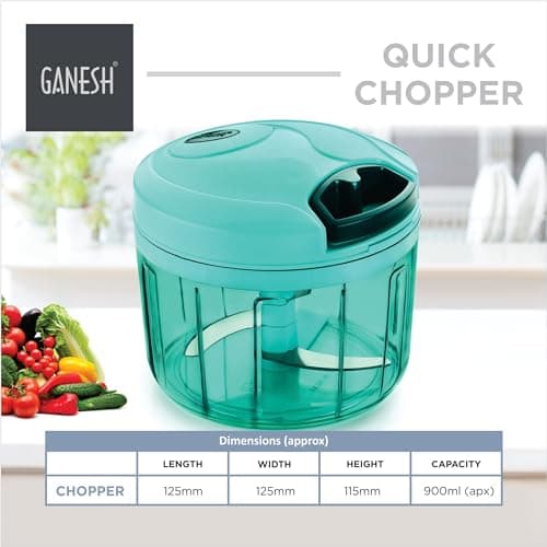 Ganesh Plastic Vegetable Chopper Cutter, Pool Green (725 ml) 3