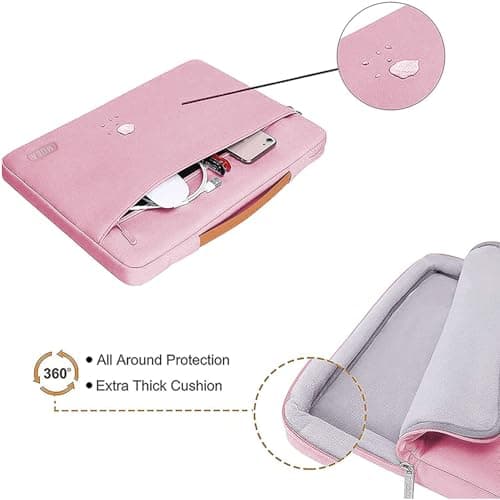 MOCA Protective Laptop Sleeve for 13-inch New MacBook Air M4/A3240 2025, M3/A3113, M2/A2681 M1/A2337 A2179 A1932, 13-inch MacBook Pro M2/A2686 M1/A2338, Water-Resistant Computer Case Bag (Pink) 3