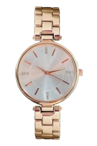 styledose Women Analogue Wrist Watches for Women's & Girls&Miss&Ladies Diamond Studded Dial Rosegold Colored Stylish Bracelet Strap (White) 2