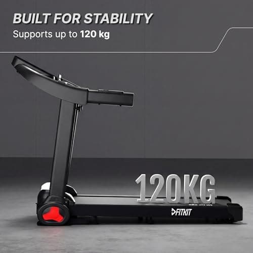 Fitkit by Cult PowerRun96Auto BLDC Treadmill 5.5HP Peak | 120kg Capacity | 15-Level Auto Incline | 14 km/hr Speed | Foldable with Wheels | 12 Preset Programs & Tablet Holder | Perfect for Home Fitness 3