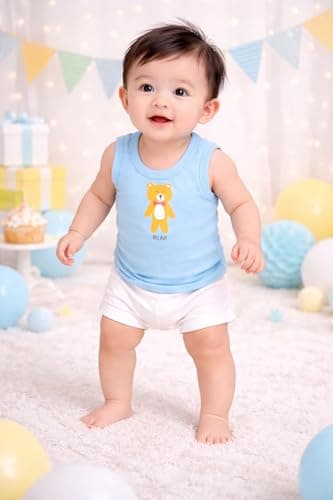 ZOZO SALES Unisex Baby Vest Sleeveless Cotton Baniyan | Kid's Sando Baniyan, Kids Vest | Soft & Breathable Baby Jabla |Toddler Innerwear for Boys & Girls, Cute Animal Print | Multicolor Pack of 6 3