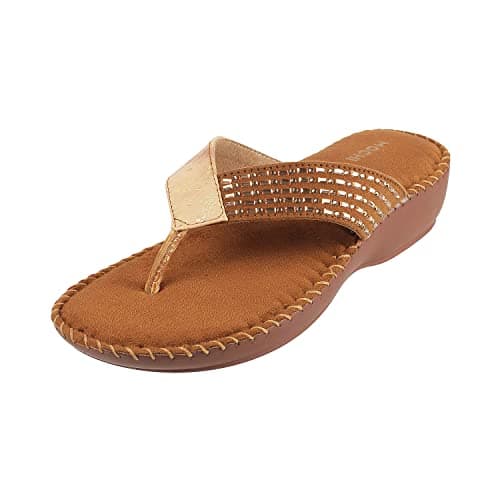 Mochi Womens Synthetic Antic Gold Slippers (Size (7 UK (40 EU))