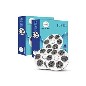 Wipro North West UFO 6+1 Flex Box with 6 Universal Socket & Single Switch | 2 meter long Extension Cord | Ultra smooth Rotation | Round Powerstrip for Home, Office | Pack of 2 | Grey & White
