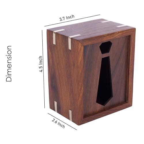 Explore India Crafts Wooden Tie Storage box single tie box Display case for Gift for wedding, Office Gift, Corporate Gift 4