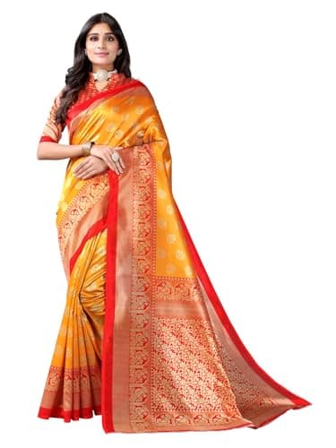 Shiv Textiles Women's Art Silk Paisley Saree(133S105_Mustrad Yellow)