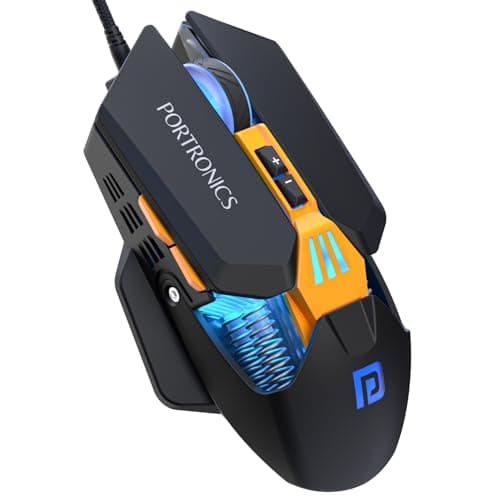 Portronics Vader 2.0 Wired Gaming Mouse with 7 Programmable Button Control, Adjustable DPI Upto 7100 Gaming Grade, 10 Million Clicks, RGB LED Lights, Ultra-Responsive 7000fps,1.5M Cable (Black)