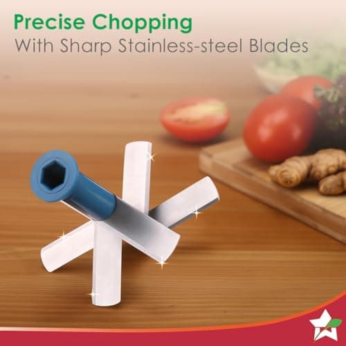 Wonderchef Pulse Vegetable String Chopper | Vegetable Cutter | 900ml | 6 Sharp Stainless-steel Blades for Precise Cutting | Transparent Bowl | Anti-slip Design | 1-Year Warranty 4