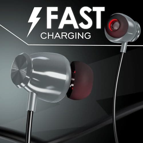 JGD Boom T2 Bluetooth Earphones with 13mm Drivers, Rich Music Experience, 25 Hours Playtime, Type C Fast Charging, Neckband Earphones with Magnetic earpiece,Voice Assistant and Mic (Grey) 4