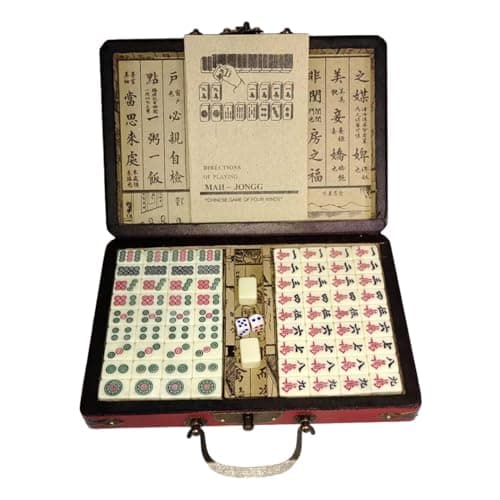 UJEAVETTE Chinese Mahjong Game Set Travel Mini Mahjong for Home Family Gathering Party 22.5cmx16cmx4.5cm