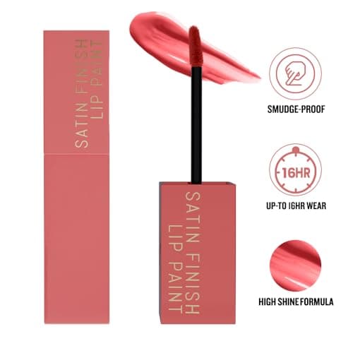 Daily Life Forever52 Satin Finish Lip Paint | Long-Lasting 16-Hour Wear | Moisturizing, Lightweight | Glossy, Smooth & Plump Lips (Coral Curve 04, Pink 4g) 2