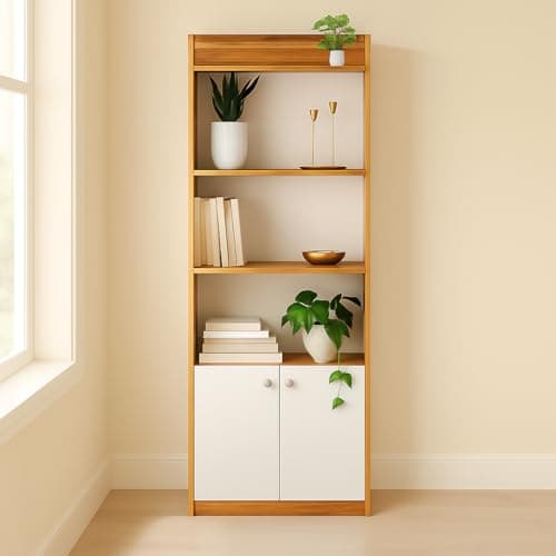 Callas Wooden Bookshelf with Display Unit Cabinet | Engineered Wood Bookcase for Living Room, Bedroom, Office | 1 Year Warranty with Free Installation 3