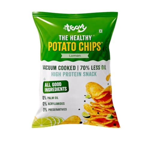 Troovy Healthy Lemon Potato Chips | Vacuum Cooked Snacks | 70% Less Oil | No Palm Oil, No Preservatives | Made with Real Ingredients | 40g x 5