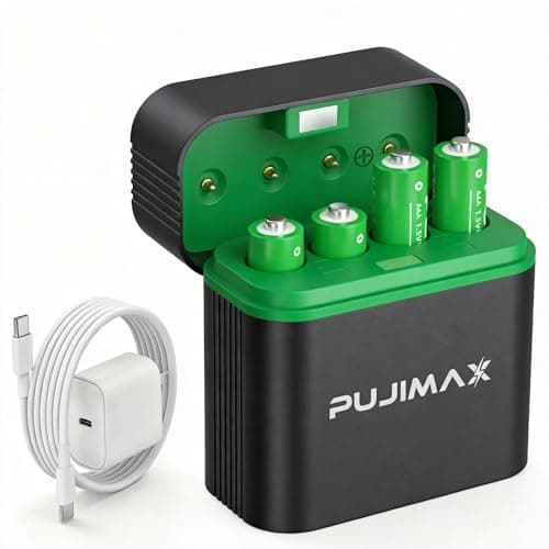PUJIMAX® AAA Rechargeable Batteries | Lithium 1.5V 800mAh High Capacity (4-Pack) + Wireless Fast Charger Kit | 30-Min Rapid Charge, 1500+ Chaging Cycles,10-Year Life | OEM | 1-Year Warranty
