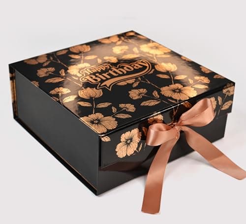 RBS® - MEDIUM Birthday Gift Boxes (26 x 26 x 10cm) Empty Gift Box for Packing (1 Pack) Holding Upto 8kg Hamper Boxes for Gift Empty Multipurpose Birthday Gift for Couple Special (Chinese Peonies)
