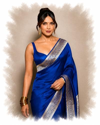 Rabbaitul Bait Banarasi Satin Silk Saree with Silver Zari for Women | Pure Designer Sari | Wedding Party Traditional Outfit | Latest Ethnic Fashion Bollywood Style (Royal Blue) 5