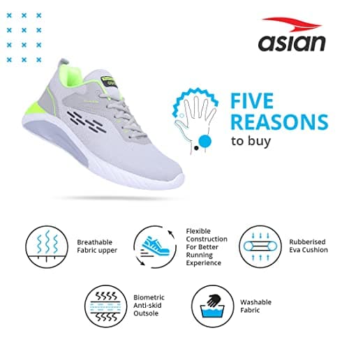 ASIAN Men's Grey Running Shoes - 7 UK 4
