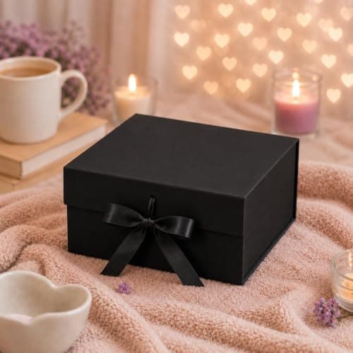 SATYAM KRAFT 1 Pcs Multipurpose Decorative gift box with Ribbon for packing Empty Gift Hamper for Presents Wedding Reusable Gift Packing Return Gift Surprise-purple Cardboardbox (Black) 2