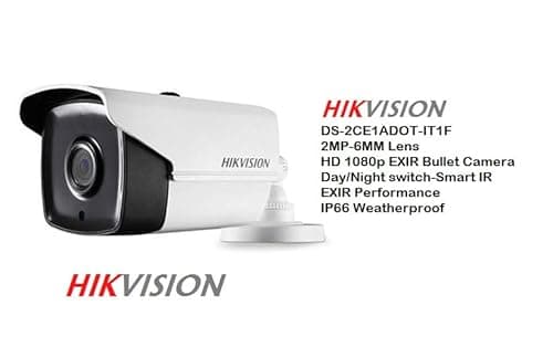 Hikvision 2MP 6MM Outdoor Wired 1080p Bullet Camera HD Video Output & EXIR IP66 Weatherproof CCTV Camera [DS-2CE1AD0T-IT1F]+ USEWELL BNC/DC,-White 5