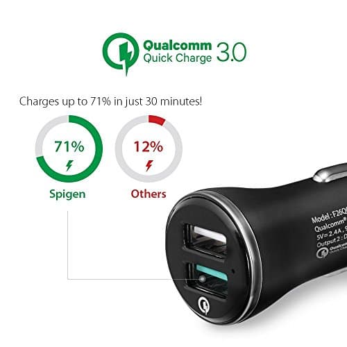 Spigen Total 30w(15w+15w) Car Charger Adapter Dual Port(2 Type-A) for iPhone 17/16/15/14/13/12/11/X Series, Galaxy S26/25/24/23 & More (F27QC) - Black 2