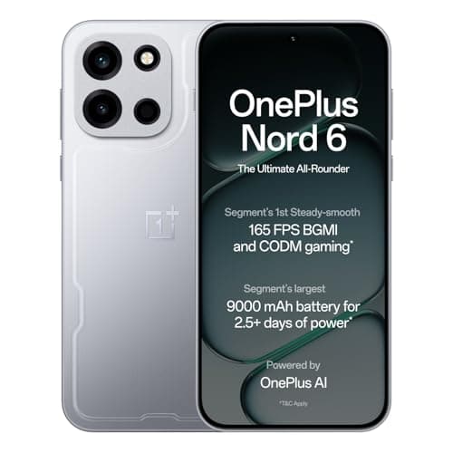 OnePlus Nord 6 | 8GB+256GB | Quick Silver | Snapdragon 8s Gen 4 | Segment's First Stable 165FPS Gaming | Segment's Largest 9000mAh Battery | Most Complete IP Rating | Personalized AI