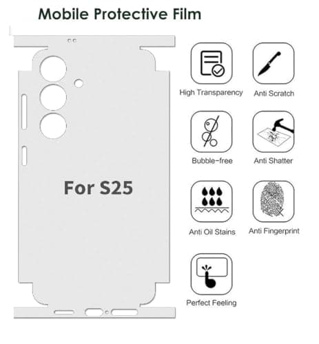 JGD PRODUCTS Matte Finish Full Body Cover Back Protector Compatible with Samsung Galaxy S25 5G | Unbreakable Membrane Scratch Guard Full Fit Protective, Case Friendly, (Back & Side) (Pack of 1) 2